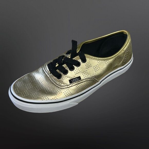 Solid Gold Vans Authentic 50th Anniversary Sneakers Size M 6.5 W 8 - Picture 2 of 10